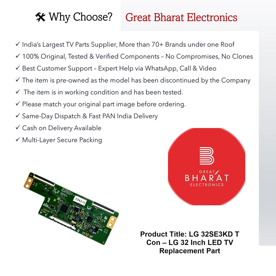 LG 32SE3KD T-Con Board – LG 32 Inch LED TV Replacement Part - Great Bharat Electronics