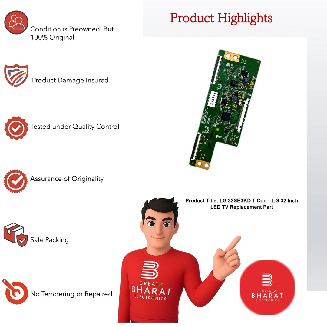 LG 32SE3KD T-Con Board – LG 32 Inch LED TV Replacement Part - Great Bharat Electronics