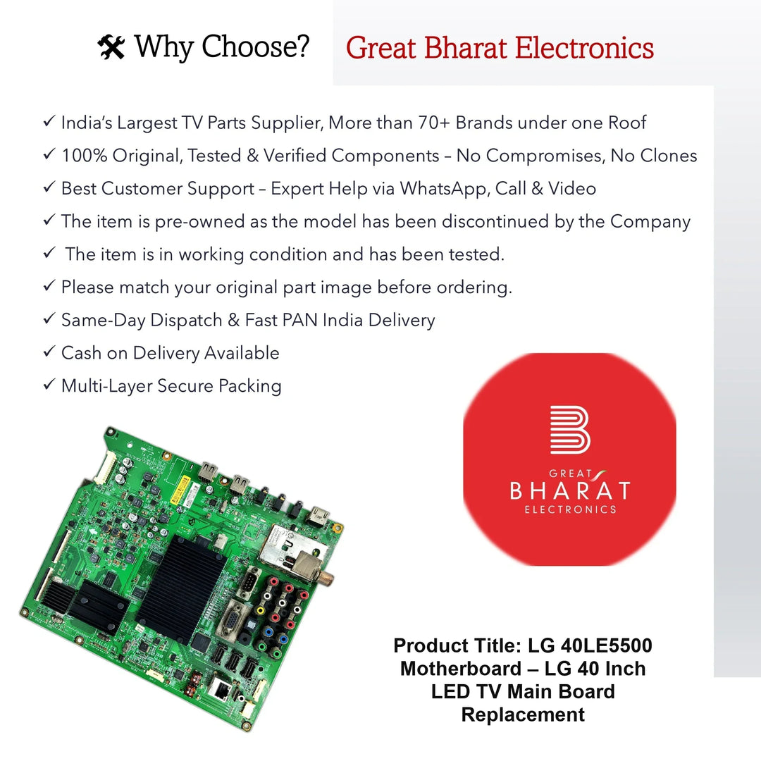 LG 40LE5500 Motherboard – LG 40 Inch LED TV Main Board Replacement - Great Bharat Electronics