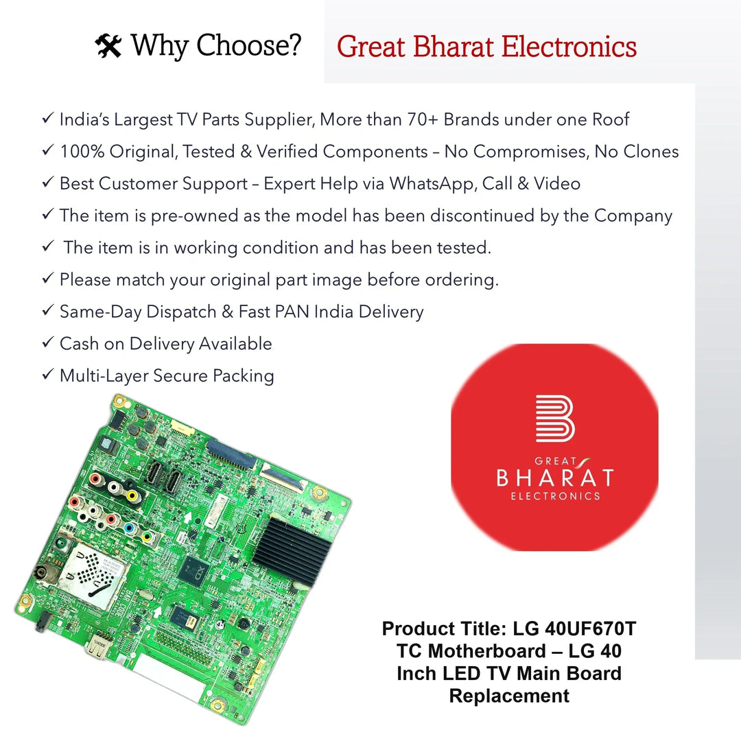 LG 40UF670T-TC Motherboard – LG 40 Inch LED TV Main Board Replacement - Great Bharat Electronics