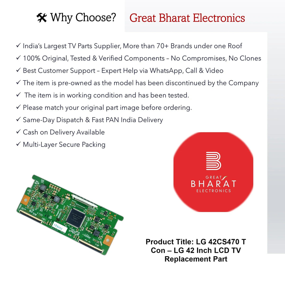 LG 42CS470 T-Con Board – LG 42 Inch LCD TV Replacement Part - Great Bharat Electronics