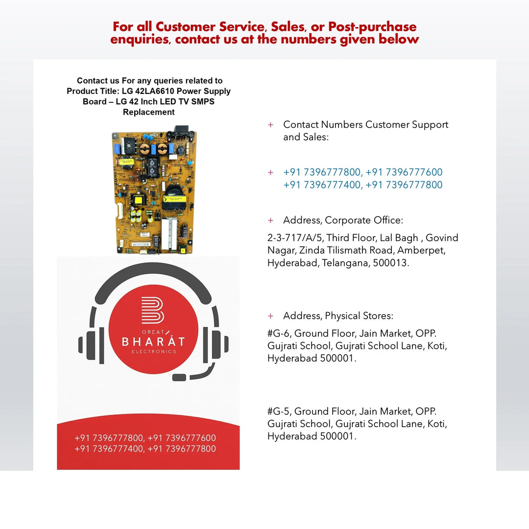 LG 42LA6610 Power Supply Board – LG 42 Inch LED TV SMPS Replacement - Great Bharat Electronics