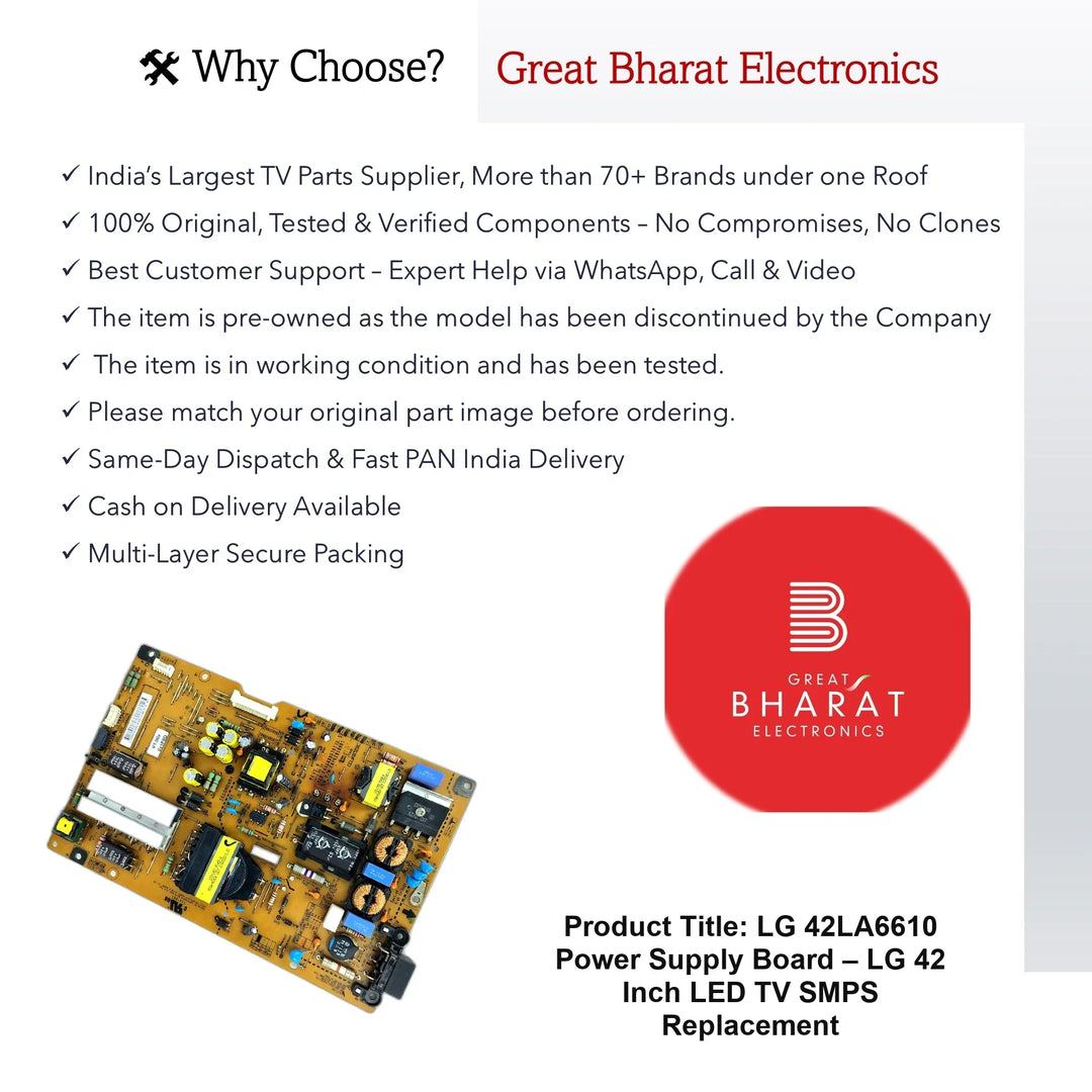 LG 42LA6610 Power Supply Board – LG 42 Inch LED TV SMPS Replacement - Great Bharat Electronics