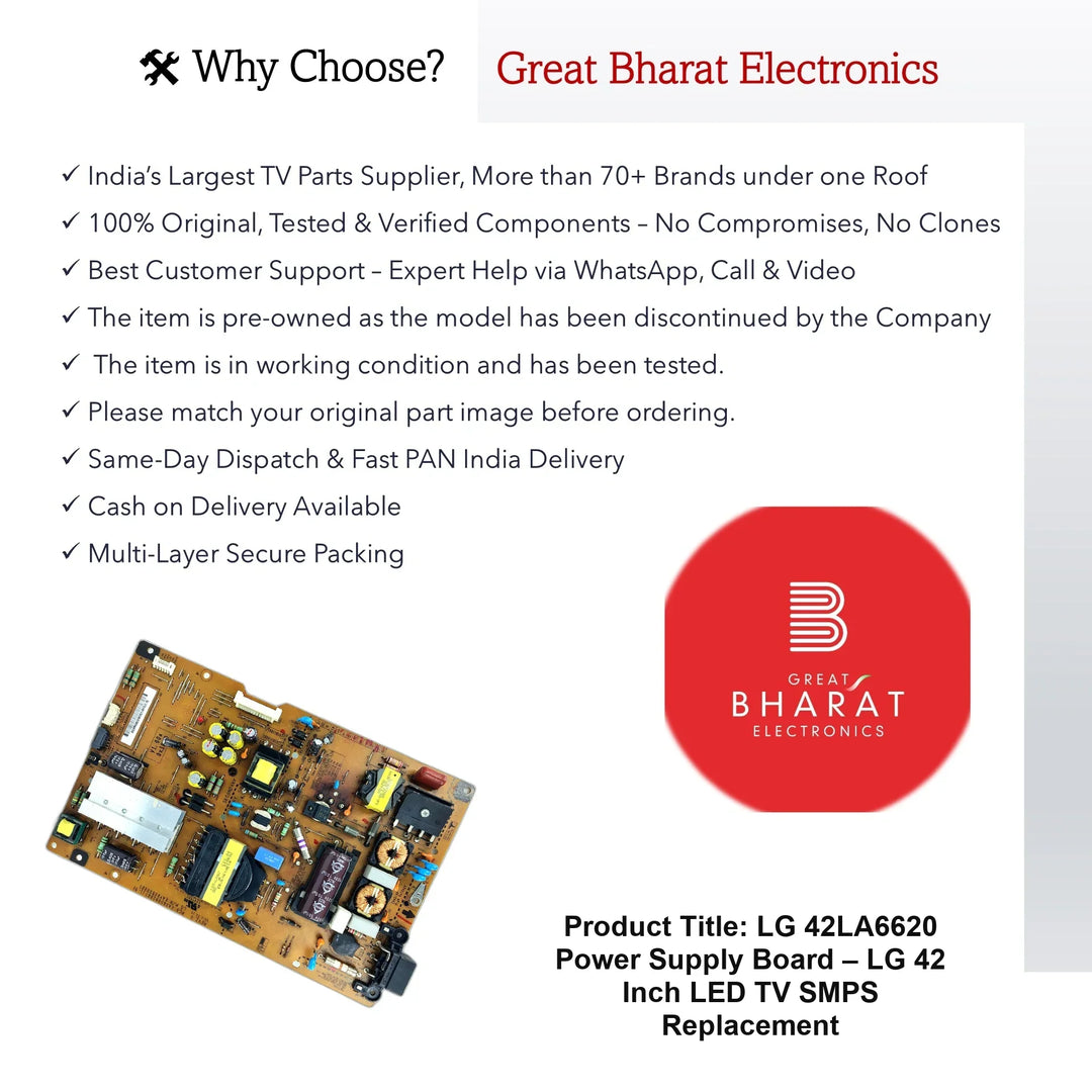 LG 42LA6620 Power Supply Board – LG 42 Inch LED TV SMPS Replacement - Great Bharat Electronics
