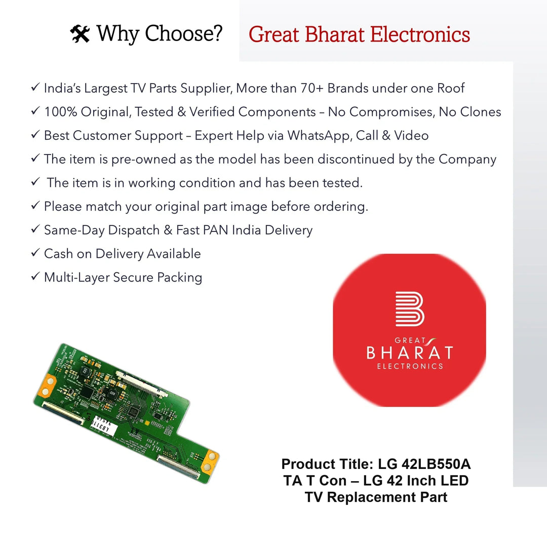 LG 42LB550A-TA T-Con Board – LG 42 Inch LED TV Replacement Part - Great Bharat Electronics