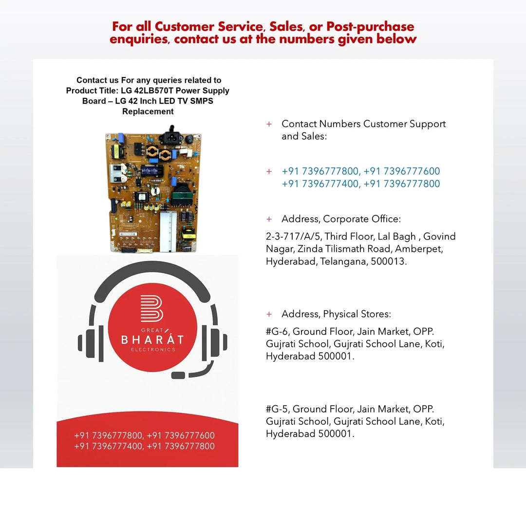 LG 42LB570T Power Supply Board – LG 42 Inch LED TV SMPS Replacement - Great Bharat Electronics