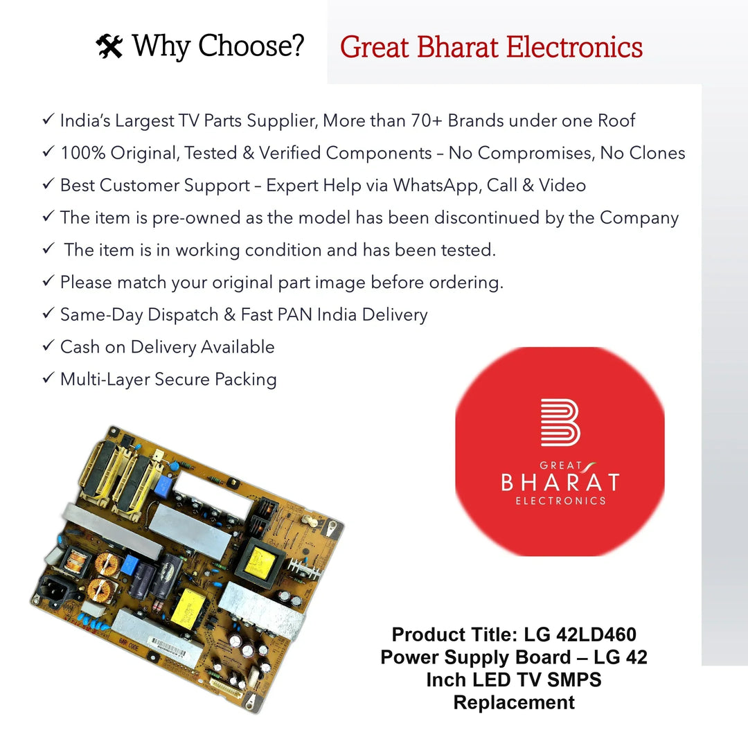 LG 42LD460 Power Supply Board – LG 42 Inch LED TV SMPS Replacement - Great Bharat Electronics