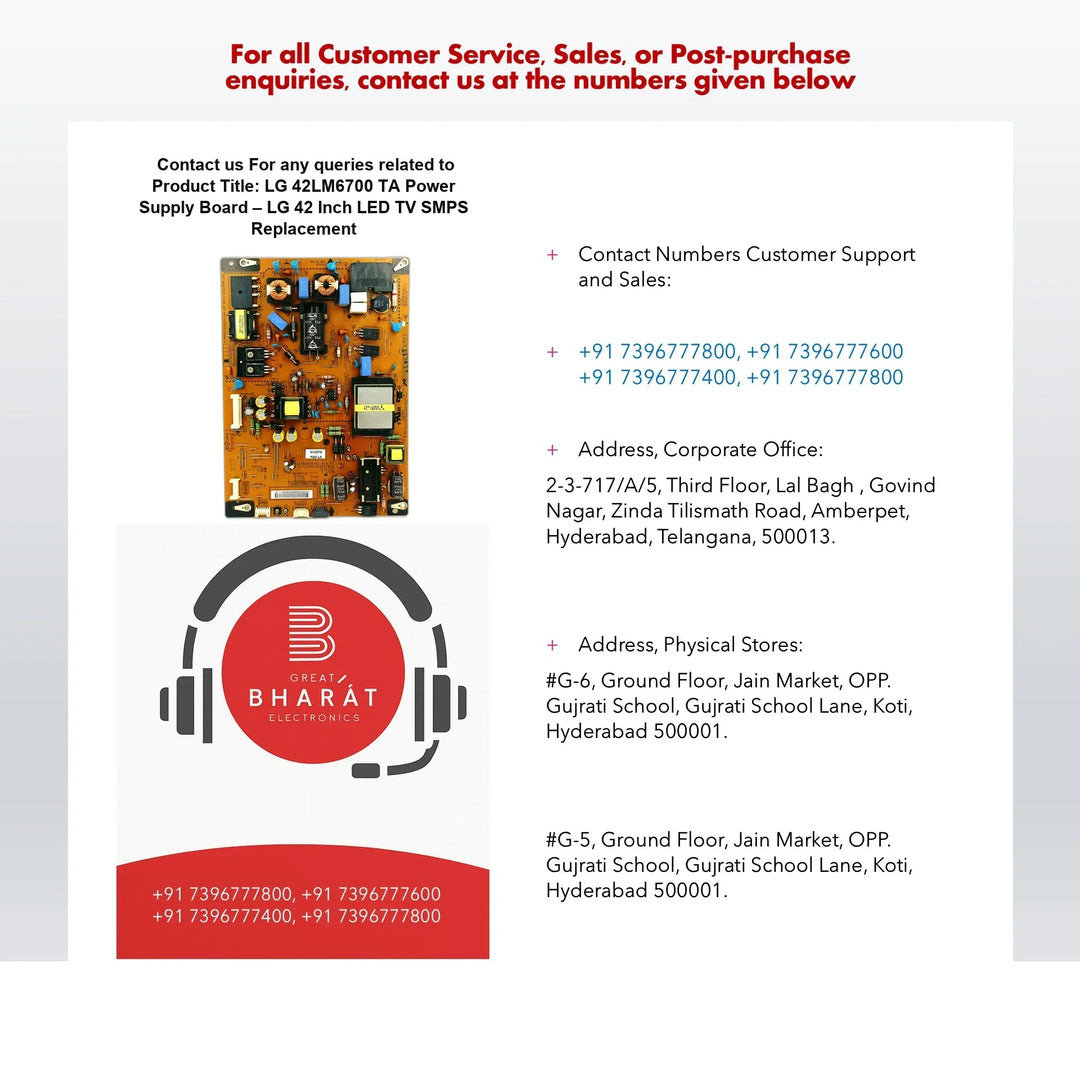 LG 42LM6700-TA Power Supply Board – LG 42 Inch LED TV SMPS Replacement - Great Bharat Electronics