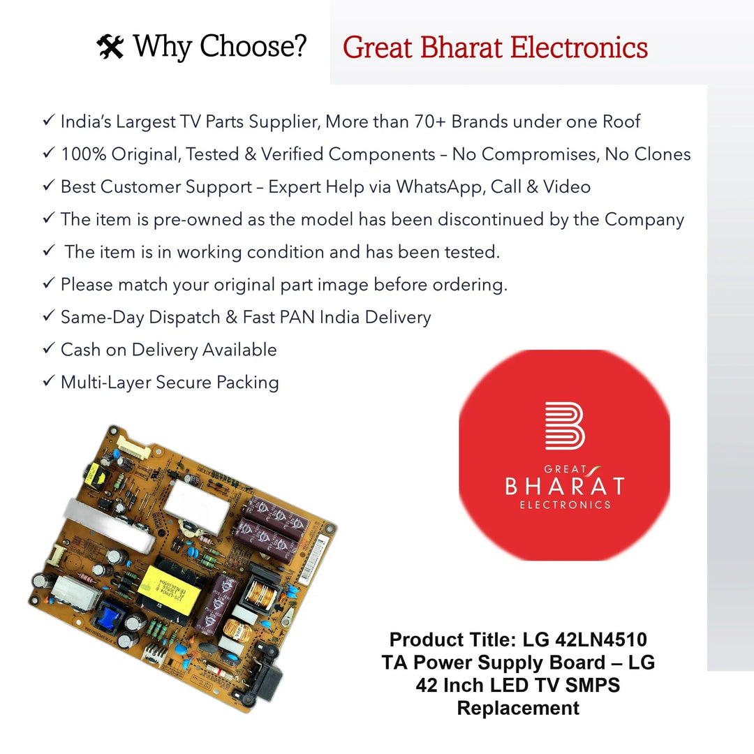 LG 42LN4510-TA Power Supply Board – LG 42 Inch LED TV SMPS Replacement - Great Bharat Electronics