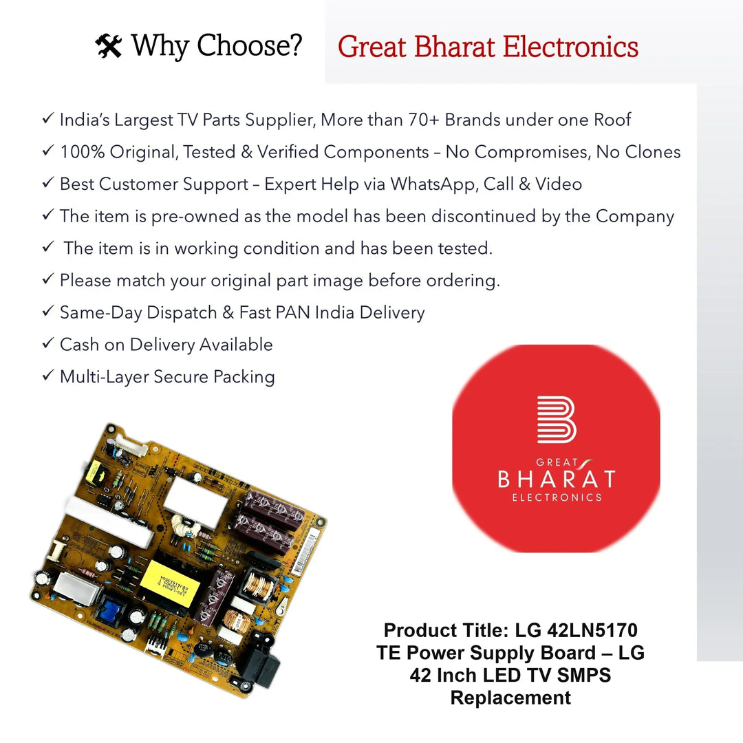 LG 42LN5170-TE Power Supply Board – LG 42 Inch LED TV SMPS Replacement - Great Bharat Electronics