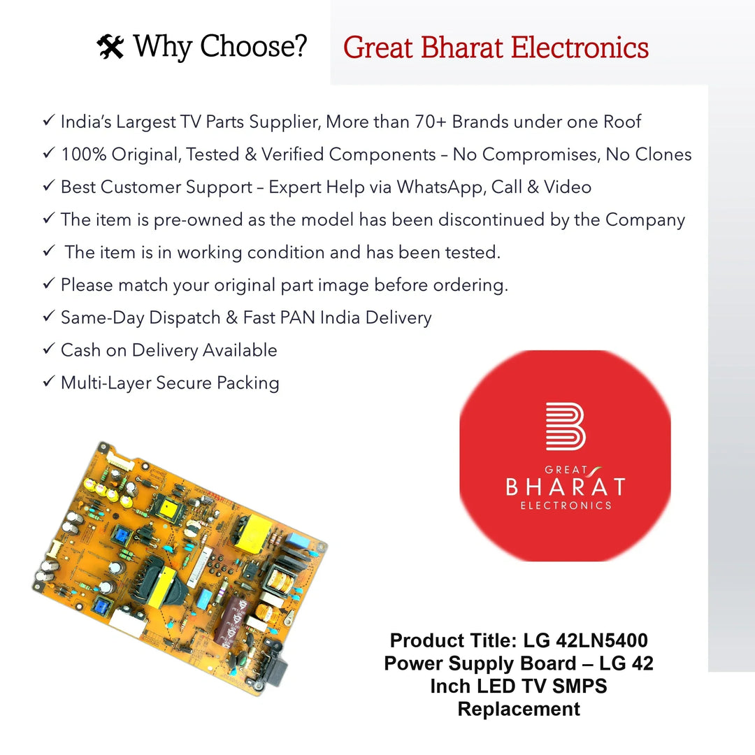 LG 42LN5400 Power Supply Board – LG 42 Inch LED TV SMPS Replacement - Great Bharat Electronics
