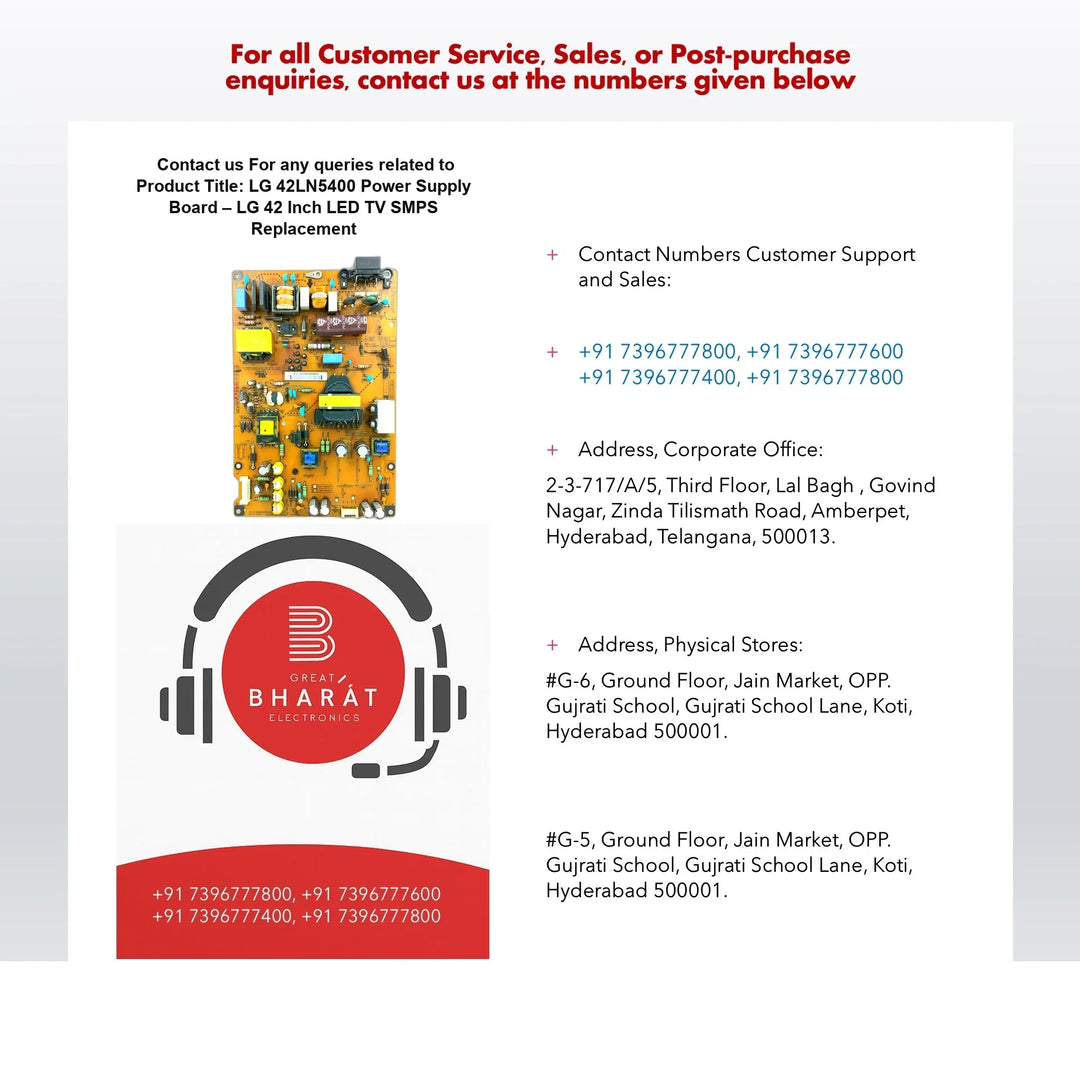 LG 42LN5400 Power Supply Board – LG 42 Inch LED TV SMPS Replacement - Great Bharat Electronics
