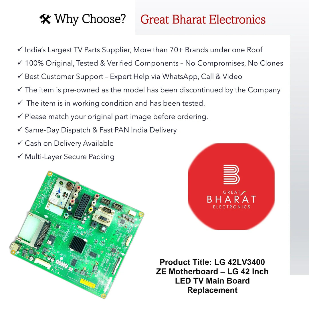 LG 42LV3400-ZE Motherboard – LG 42 Inch LED TV Main Board Replacement - Great Bharat Electronics