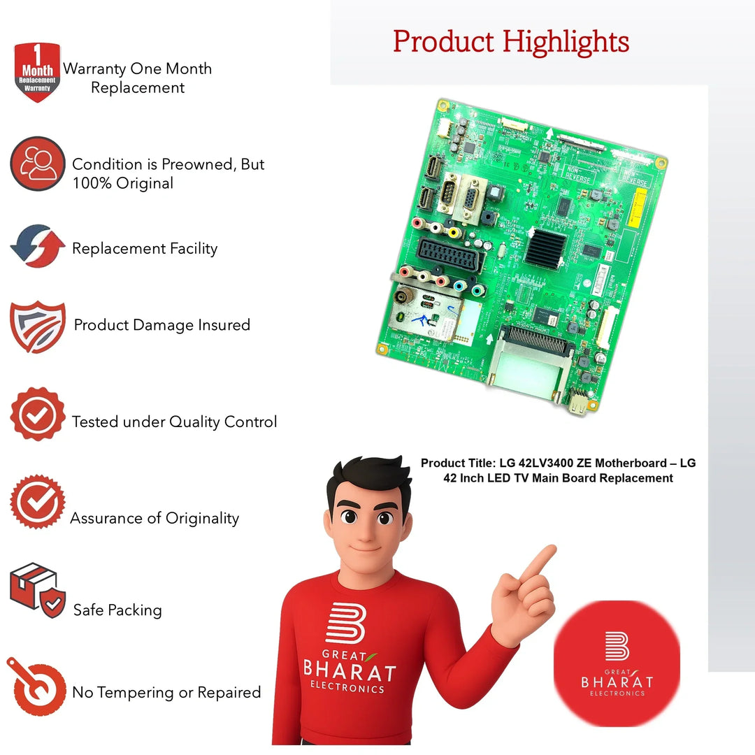 LG 42LV3400-ZE Motherboard – LG 42 Inch LED TV Main Board Replacement - Great Bharat Electronics