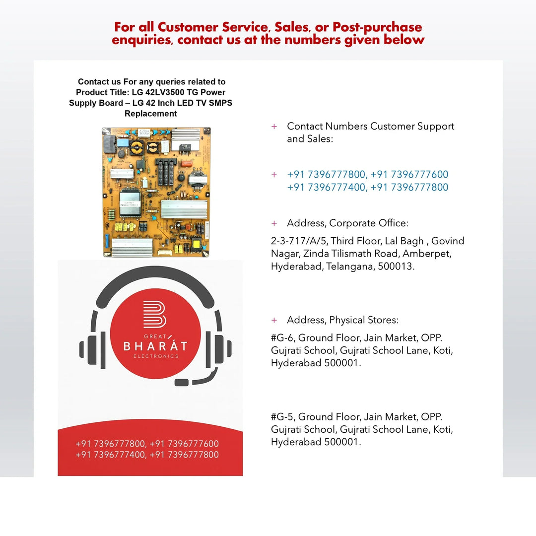 LG 42LV3500-TG Power Supply Board – LG 42 Inch LED TV SMPS Replacement - Great Bharat Electronics