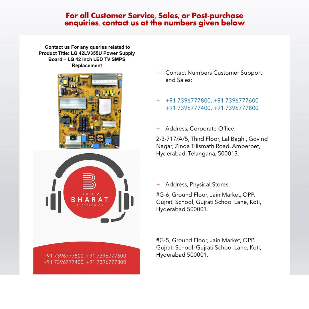 LG 42LV355U Power Supply Board – LG 42 Inch LED TV SMPS Replacement - Great Bharat Electronics