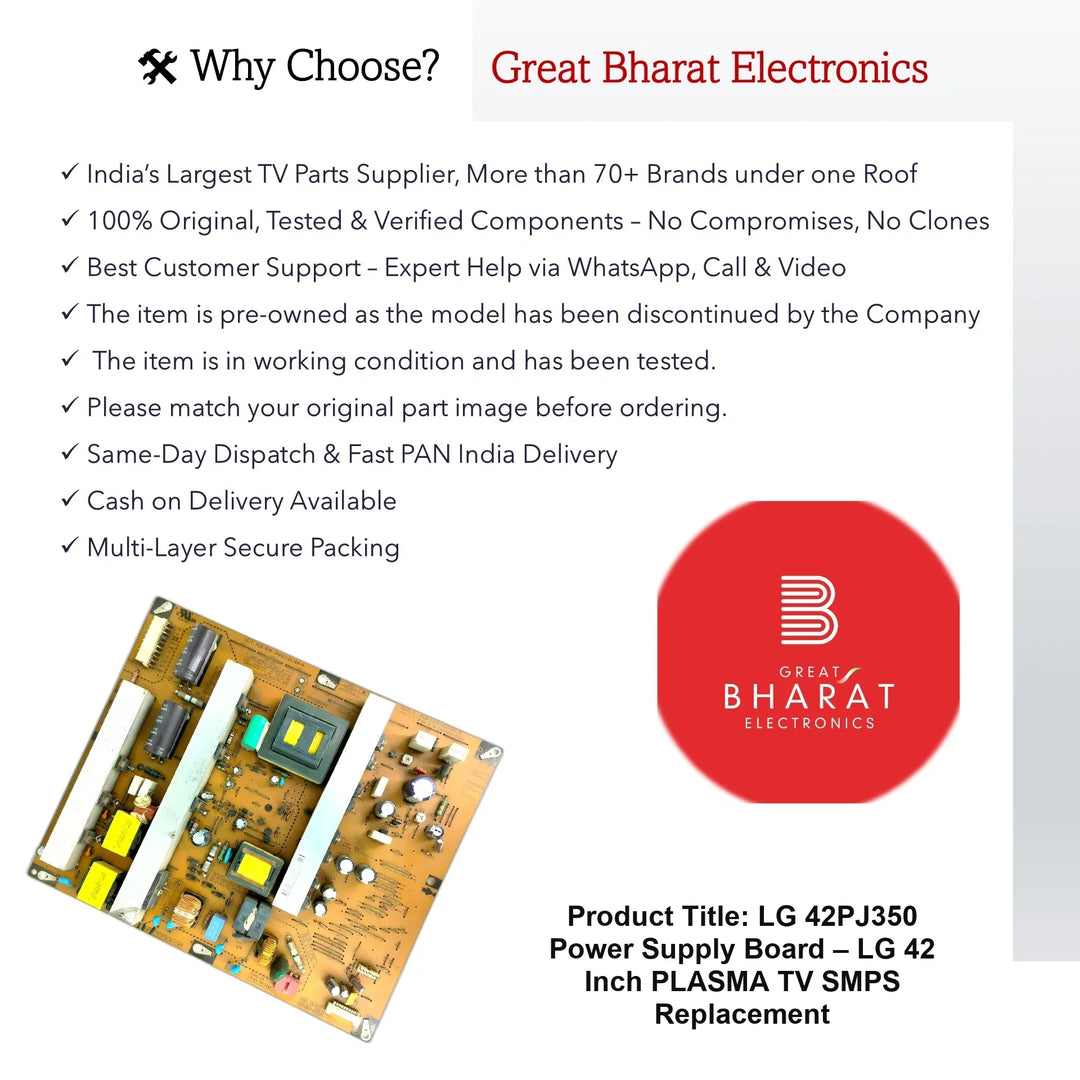 LG 42PJ350 Power Supply Board – LG 42 Inch Plasma TV SMPS Replacement - Great Bharat Electronics
