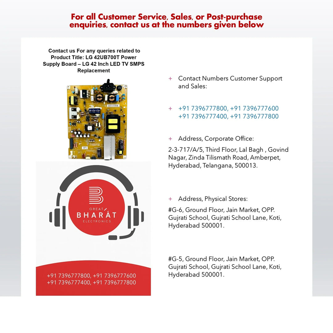 LG 42UB700T Power Supply Board – LG 42 Inch LED TV SMPS Replacement - Great Bharat Electronics