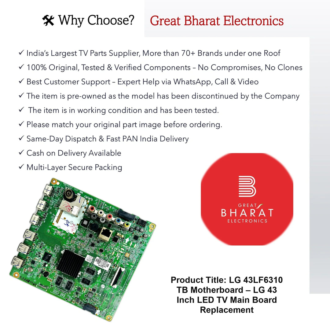 LG 43LF6310-TB Motherboard – LG 43 Inch LED TV Main Board Replacement - Great Bharat Electronics