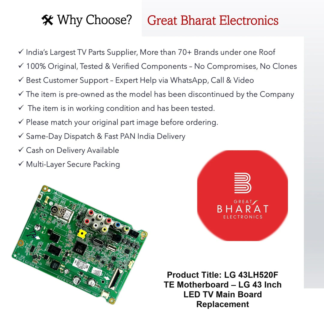 LG 43LH520F-TE Motherboard – LG 43 Inch LED TV Main Board Replacement - Great Bharat Electronics