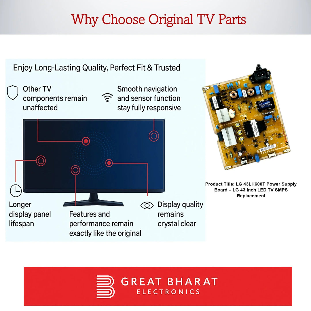 LG 43LH600T Power Supply Board – LG 43 Inch LED TV SMPS Replacement - Great Bharat Electronics