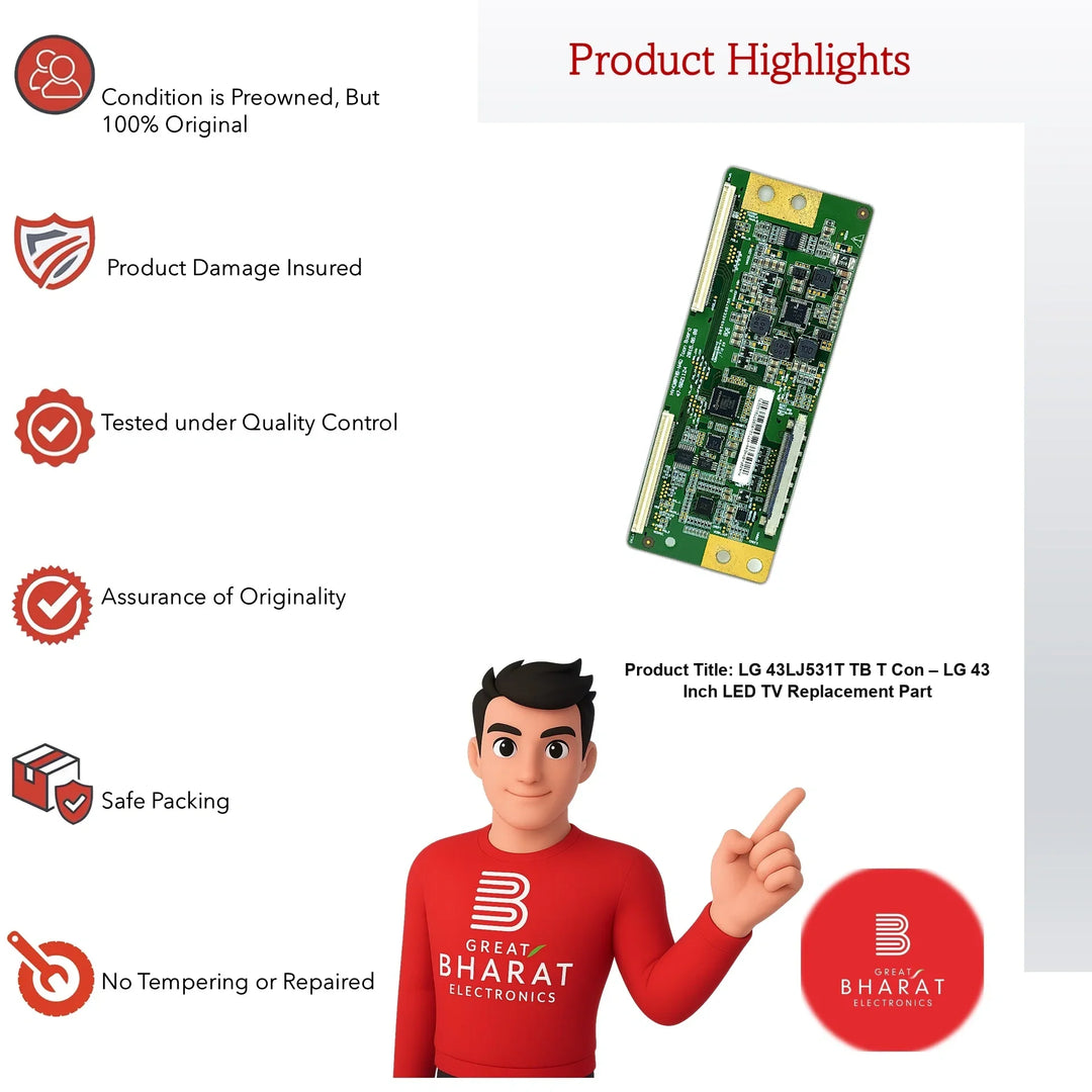 LG 43LJ531T-TB T-Con Board – LG 43 Inch LED TV Replacement Part - Great Bharat Electronics