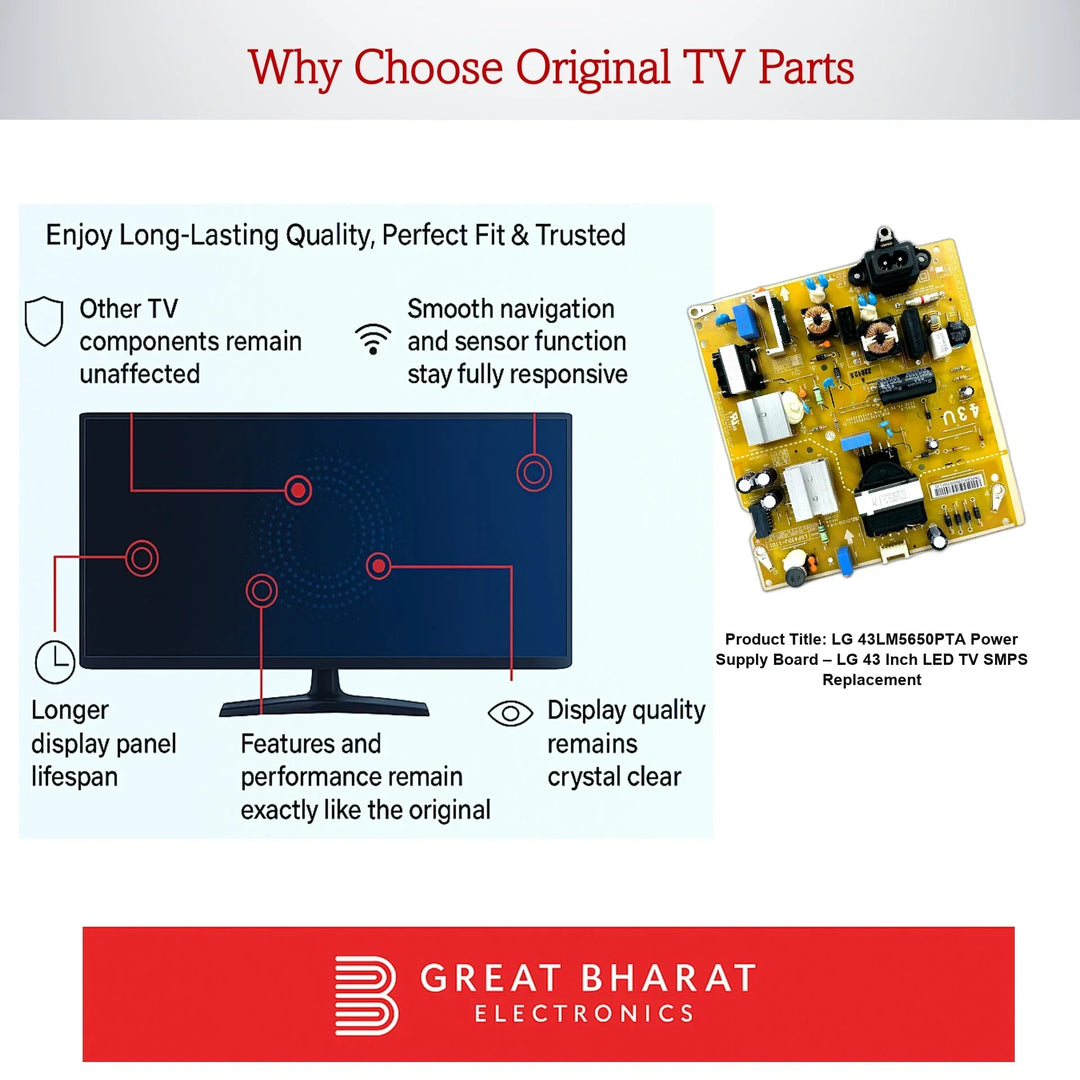 LG 43LM5650PTA Power Supply Board – LG 43 Inch LED TV SMPS Replacement - Great Bharat Electronics
