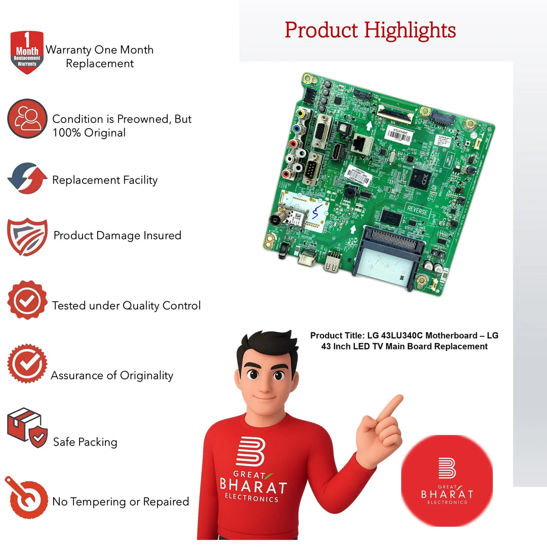 LG 43LU340C Motherboard – LG 43 Inch LED TV Main Board Replacement - Great Bharat Electronics