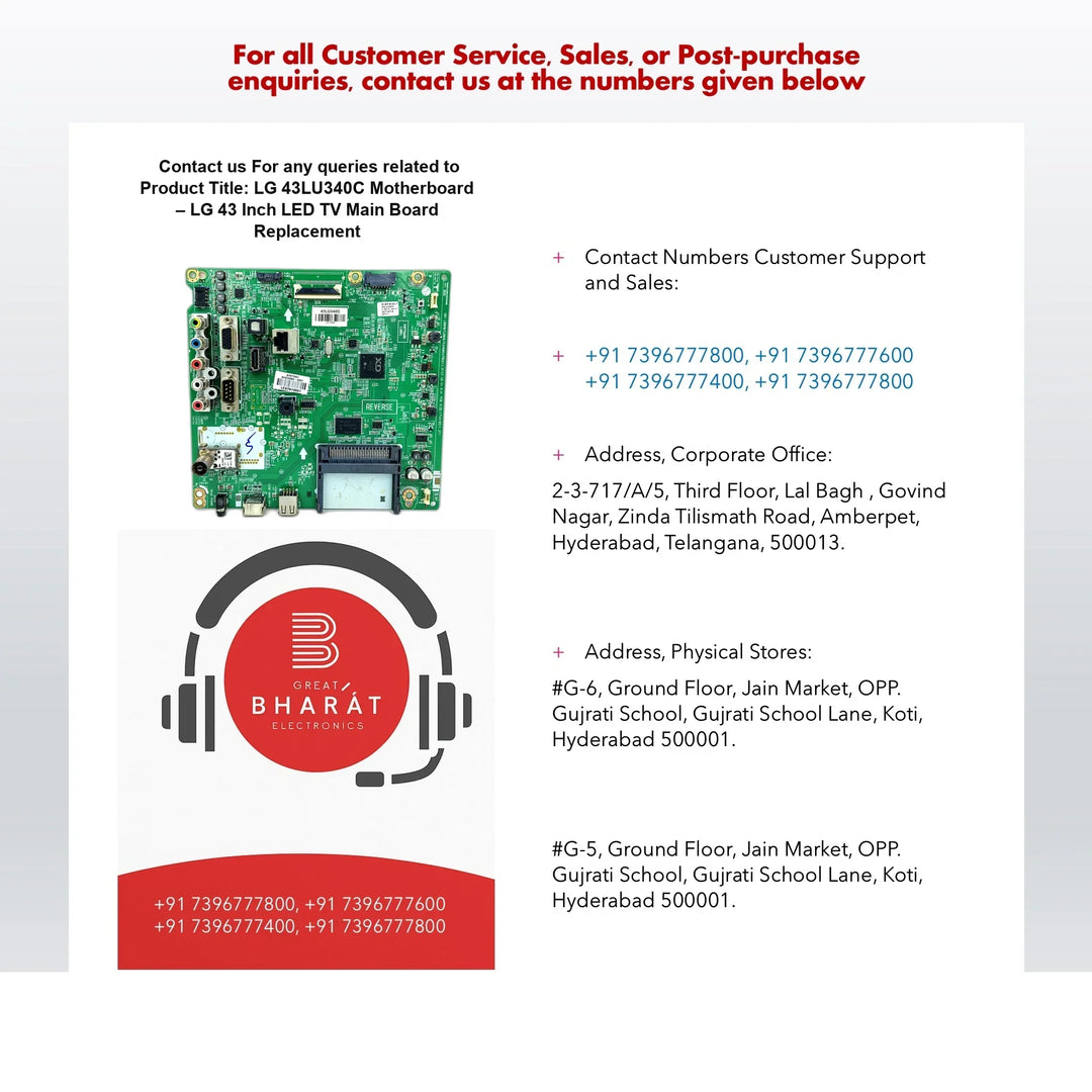 LG 43LU340C Motherboard – LG 43 Inch LED TV Main Board Replacement - Great Bharat Electronics