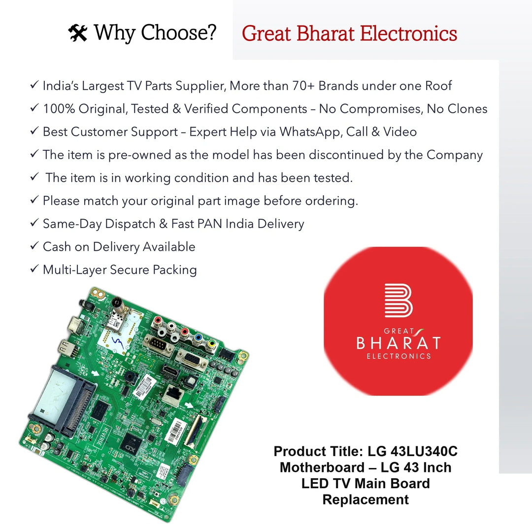 LG 43LU340C Motherboard – LG 43 Inch LED TV Main Board Replacement - Great Bharat Electronics