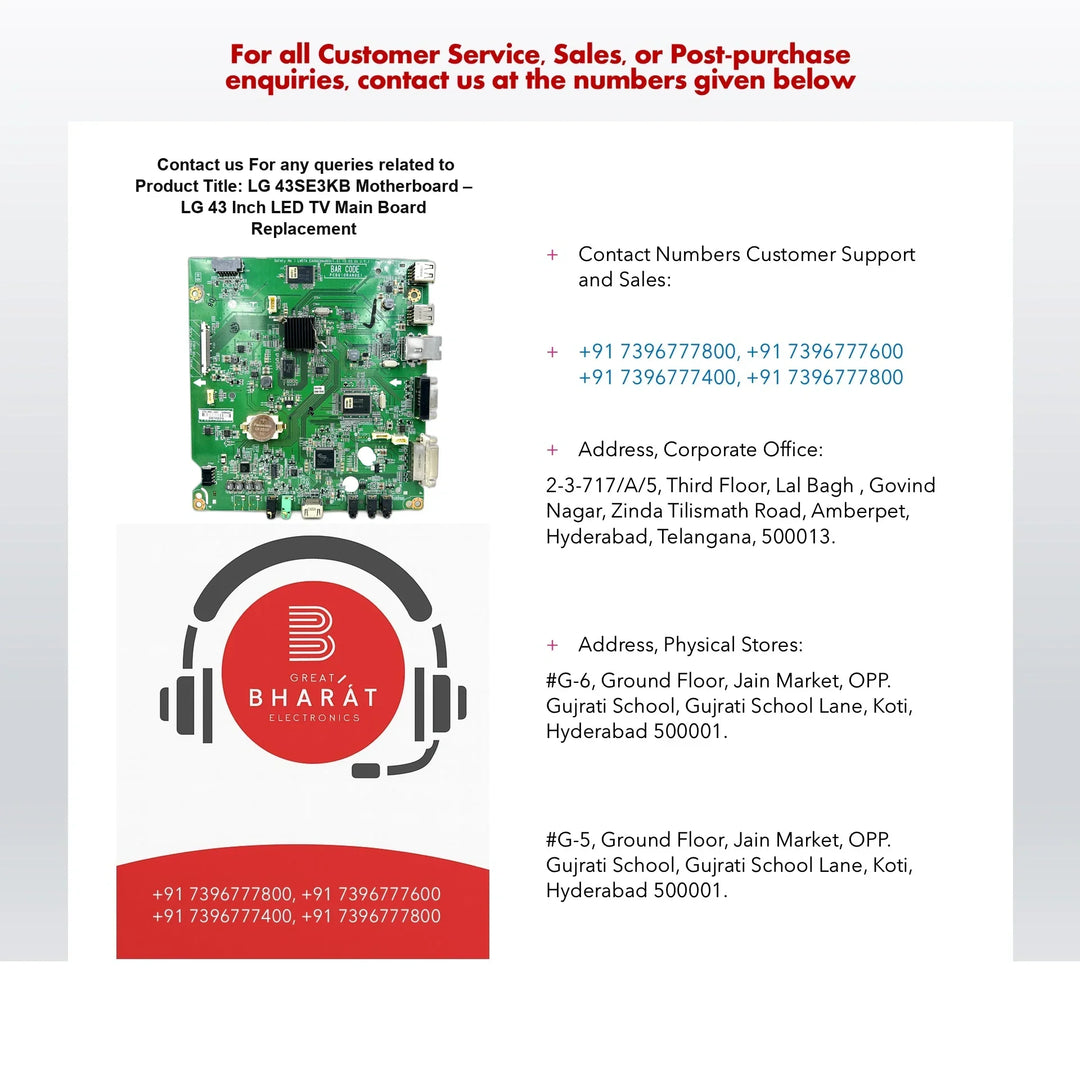 LG 43SE3KB Motherboard – LG 43 Inch LED TV Main Board Replacement - Great Bharat Electronics