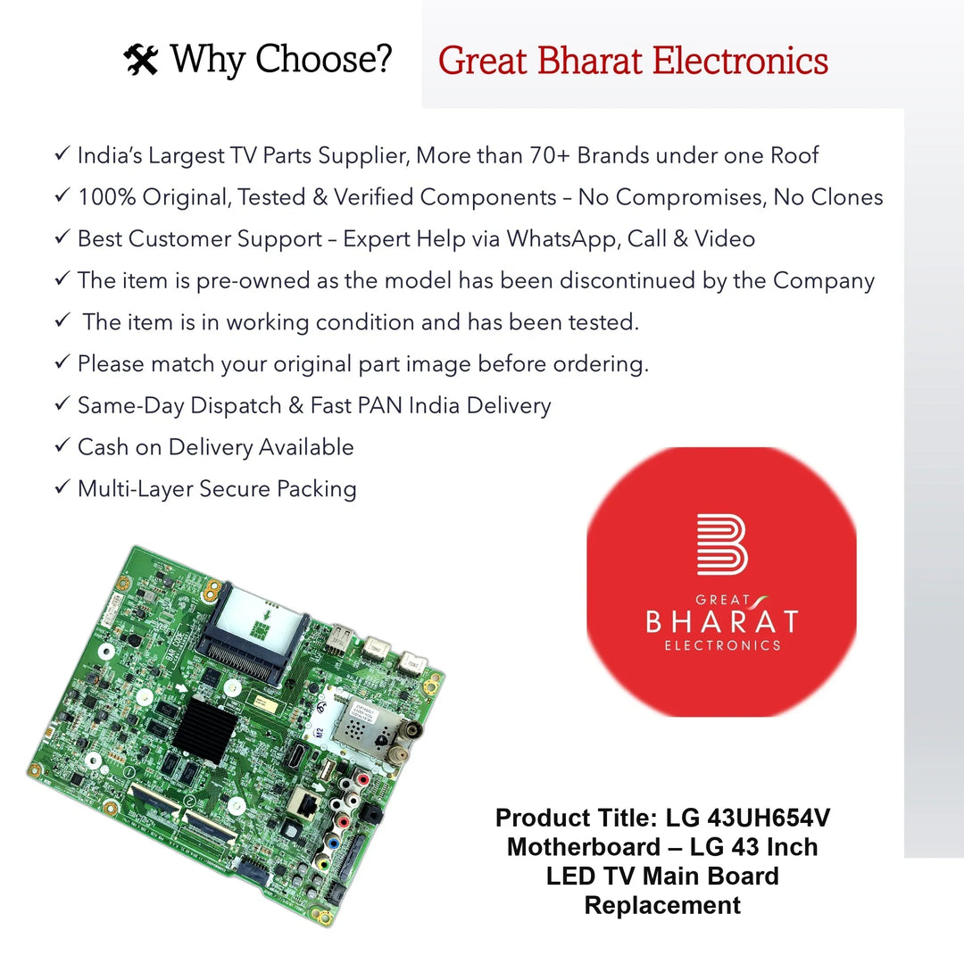 LG 43UH654V Motherboard – LG 43 Inch LED TV Main Board Replacement - Great Bharat Electronics