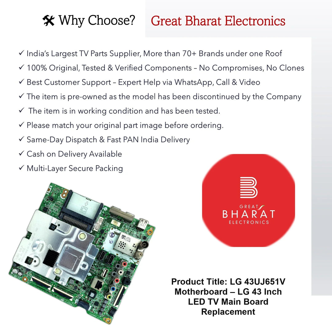 LG 43UJ651V Motherboard – LG 43 Inch LED TV Main Board Replacement - Great Bharat Electronics