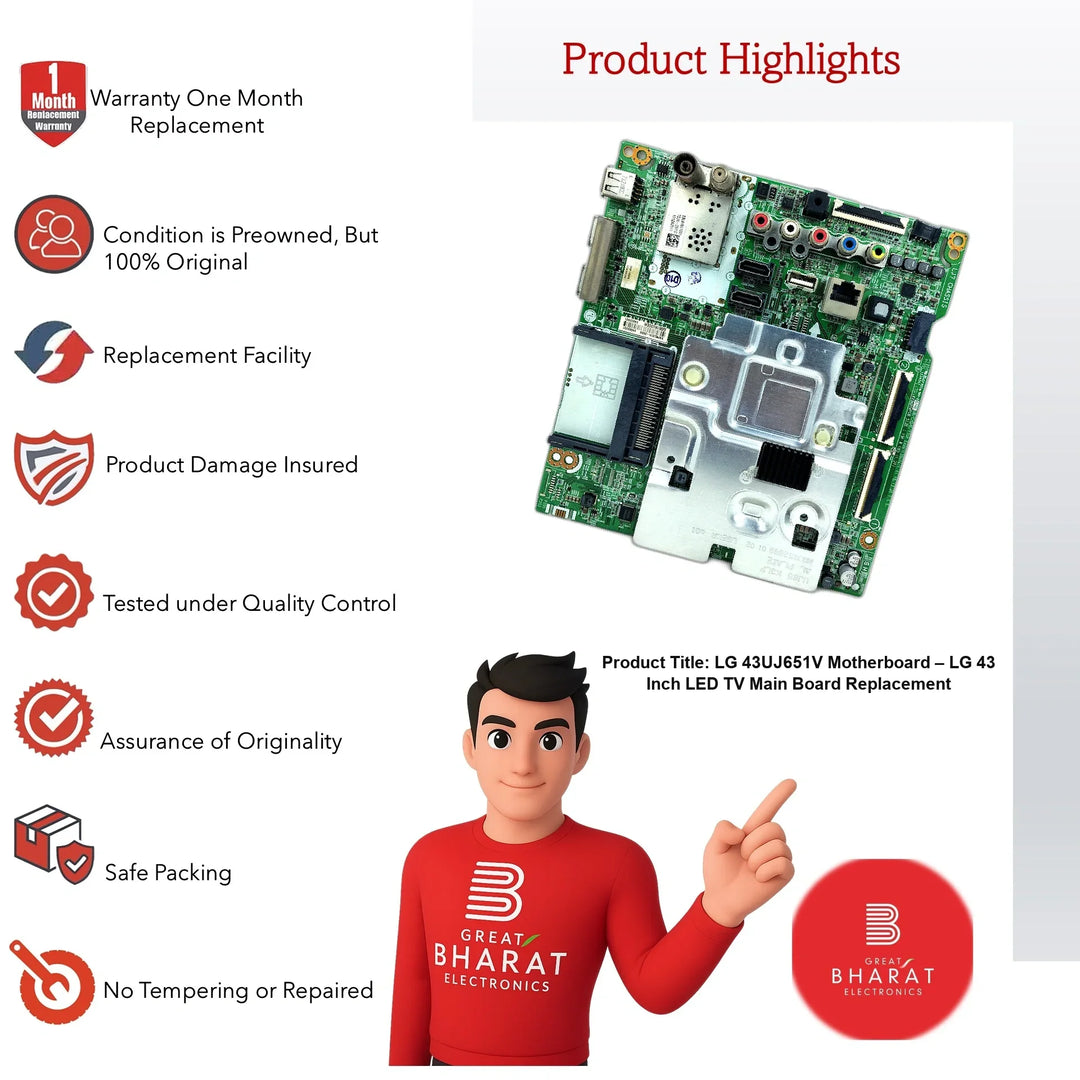 LG 43UJ651V Motherboard – LG 43 Inch LED TV Main Board Replacement - Great Bharat Electronics