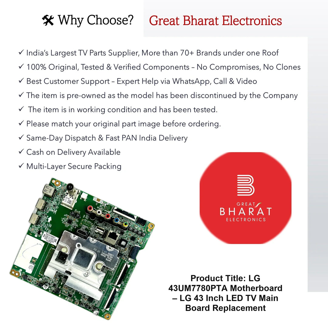 LG 43UM7780PTA Motherboard – LG 43 Inch LED TV Main Board Replacement - Great Bharat Electronics