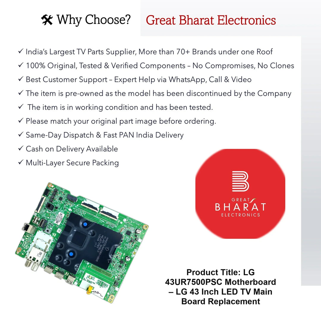 LG 43UR7500PSC Motherboard – LG 43 Inch LED TV Main Board Replacement - Great Bharat Electronics