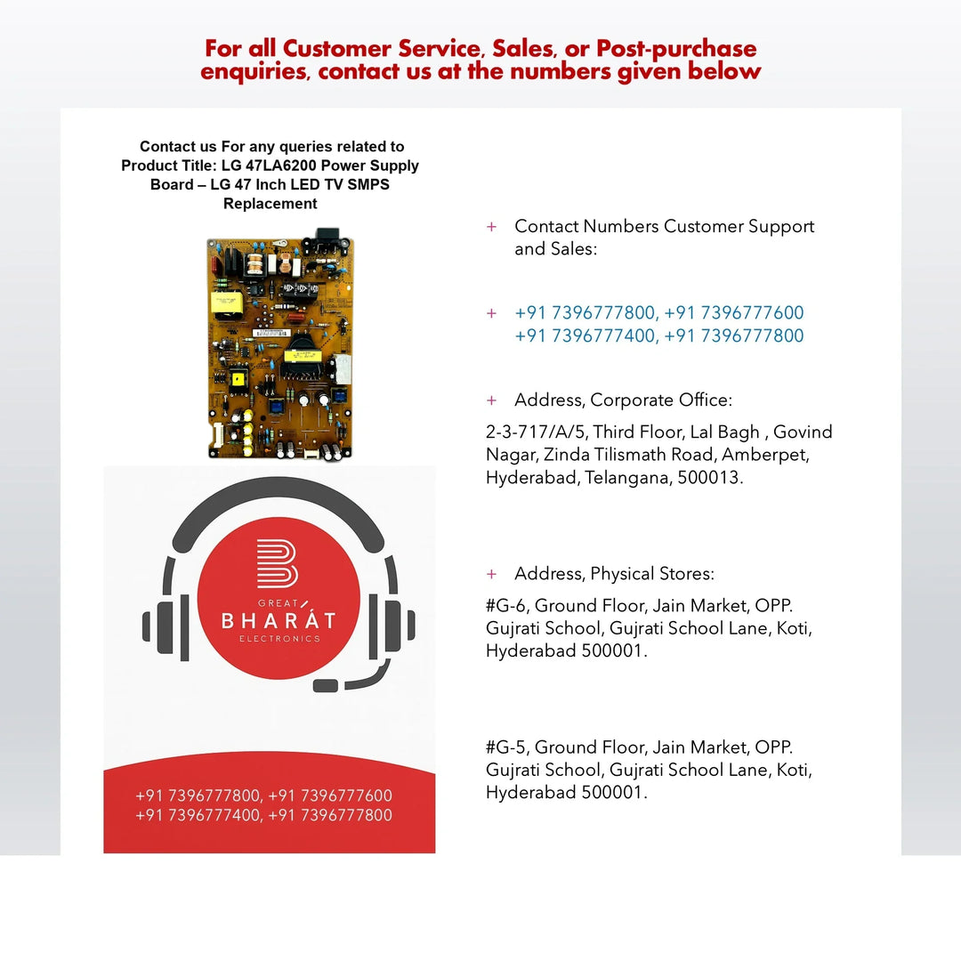 LG 47LA6200 Power Supply Board – LG 47 Inch LED TV SMPS Replacement - Great Bharat Electronics