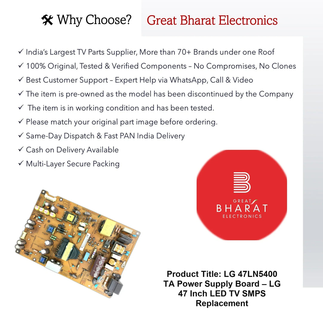 LG 47LN5400-TA Power Supply Board – LG 47 Inch LED TV SMPS Replacement - Great Bharat Electronics