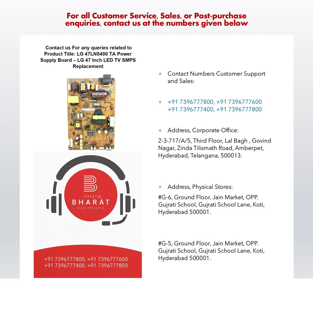 LG 47LN5400-TA Power Supply Board – LG 47 Inch LED TV SMPS Replacement - Great Bharat Electronics