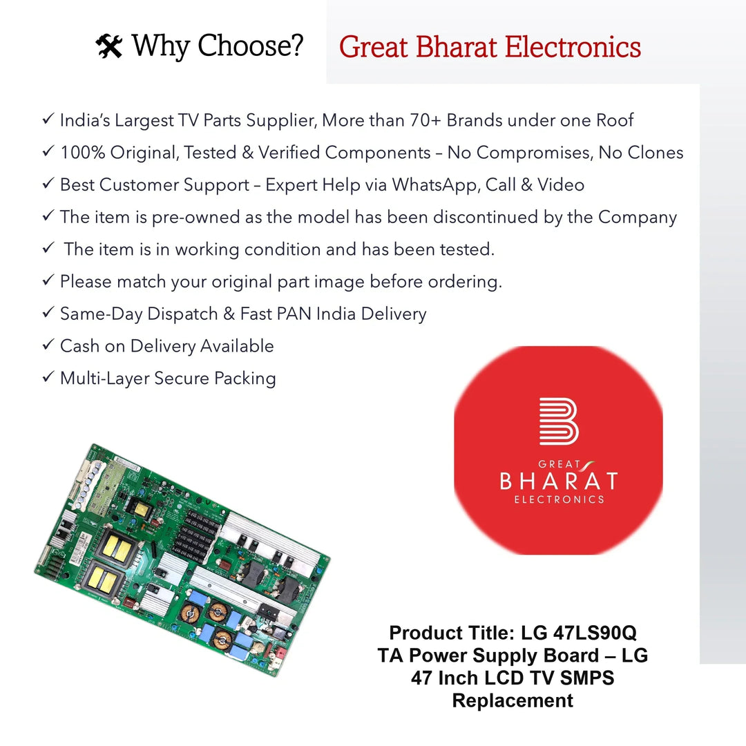 LG 47LS90Q-TA Power Supply Board – LG 47 Inch LCD TV SMPS Replacement - Great Bharat Electronics