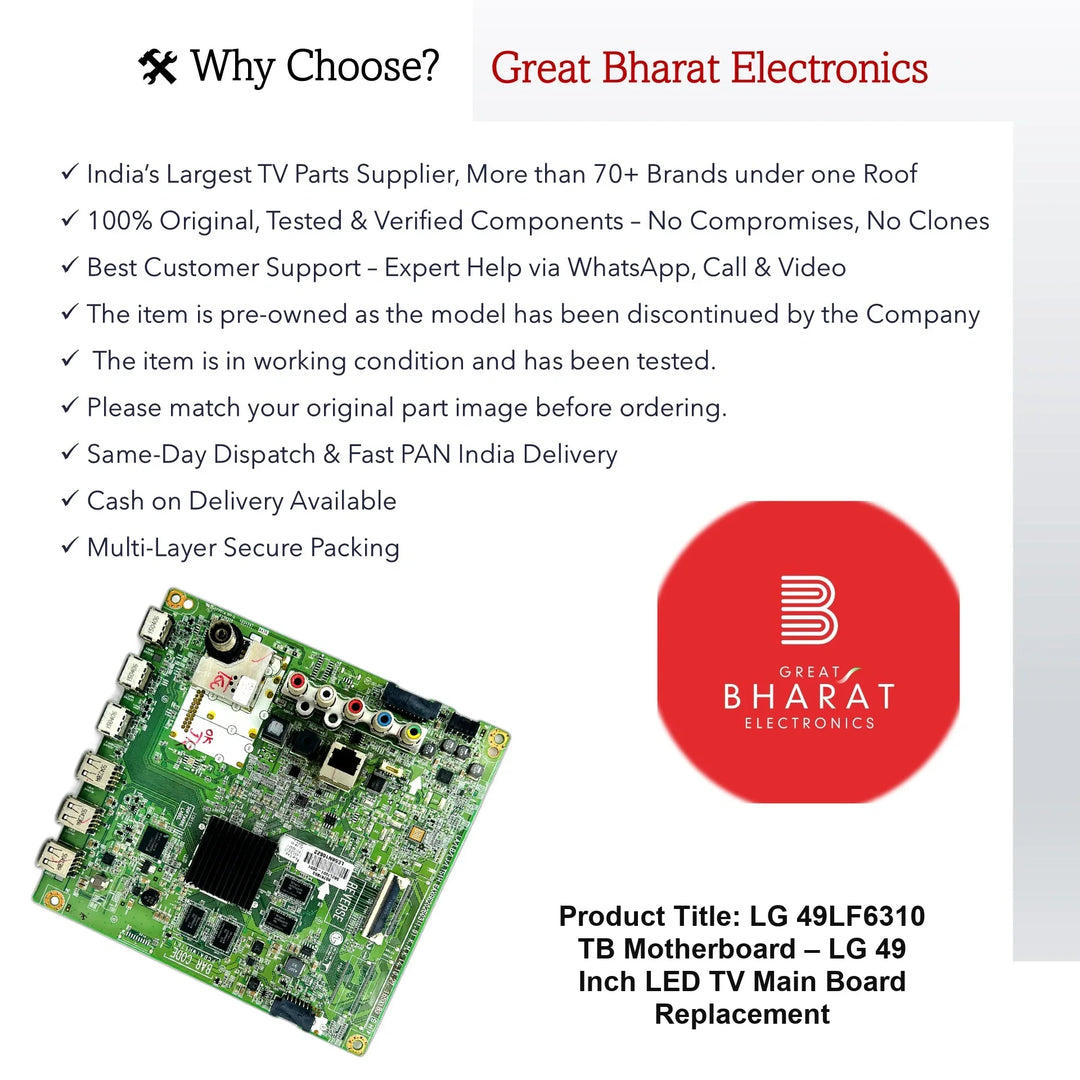 LG 49LF6310-TB Motherboard – LG 49 Inch LED TV Main Board Replacement - Great Bharat Electronics