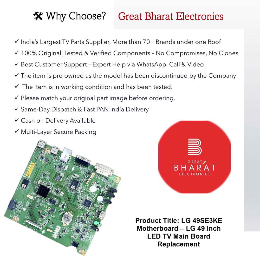 LG 49SE3KE Motherboard – LG 49 Inch LED TV Main Board Replacement - Great Bharat Electronics