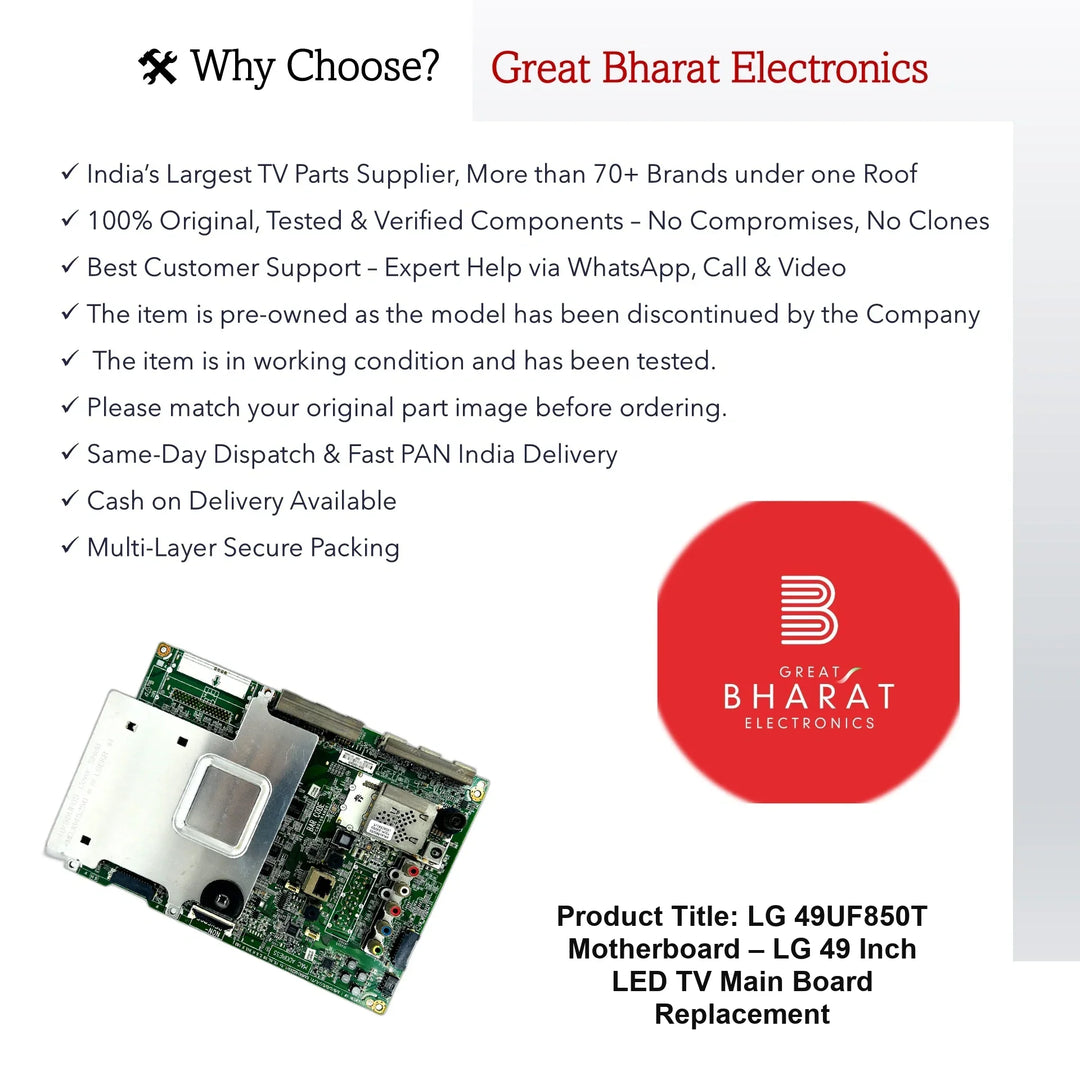 LG 49UF850T Motherboard – LG 49 Inch LED TV Main Board Replacement - Great Bharat Electronics