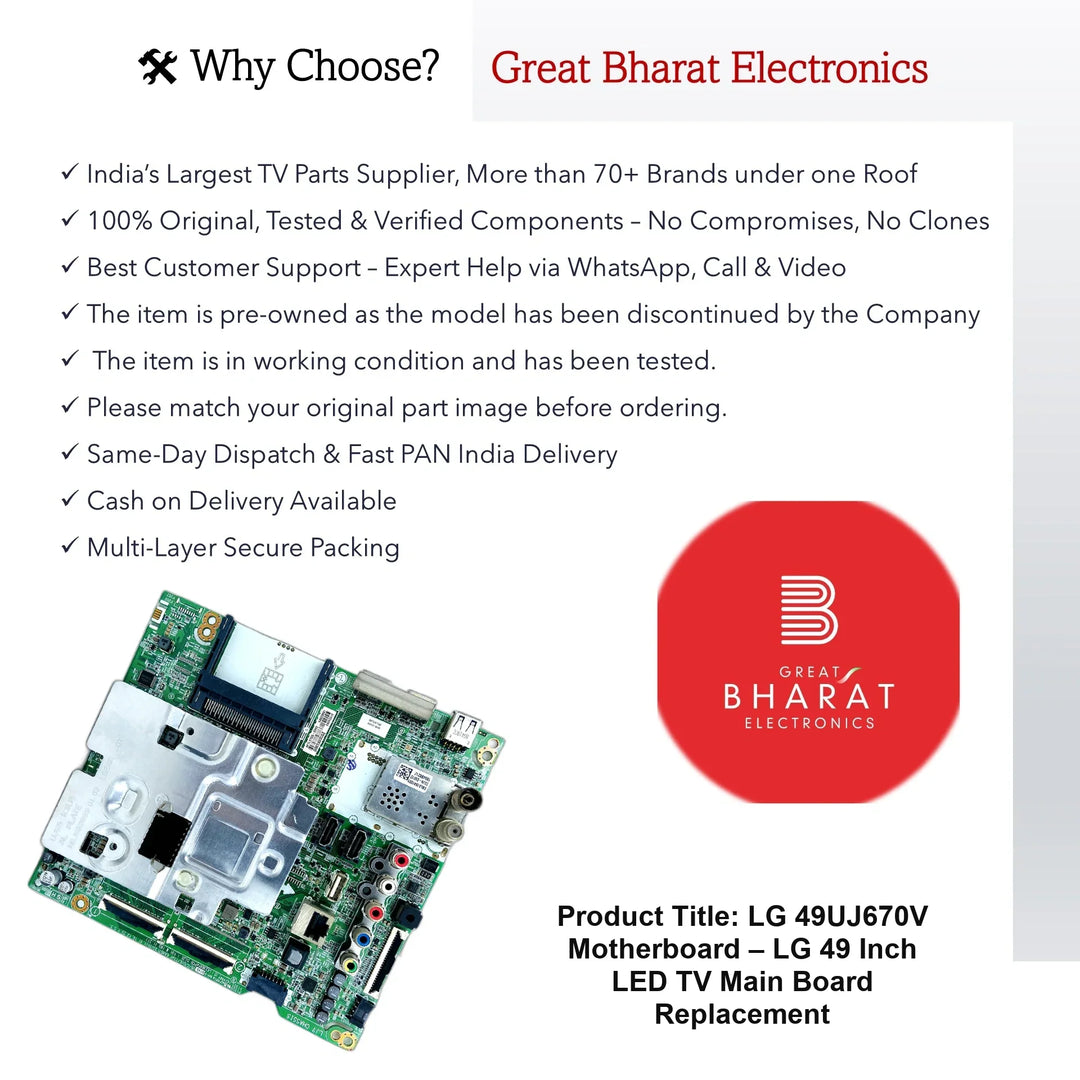 LG 49UJ670V Motherboard – LG 49 Inch LED TV Main Board Replacement - Great Bharat Electronics