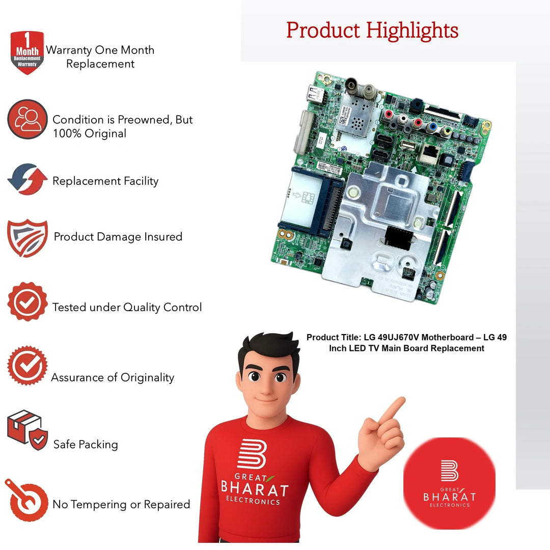 LG 49UJ670V Motherboard – LG 49 Inch LED TV Main Board Replacement - Great Bharat Electronics