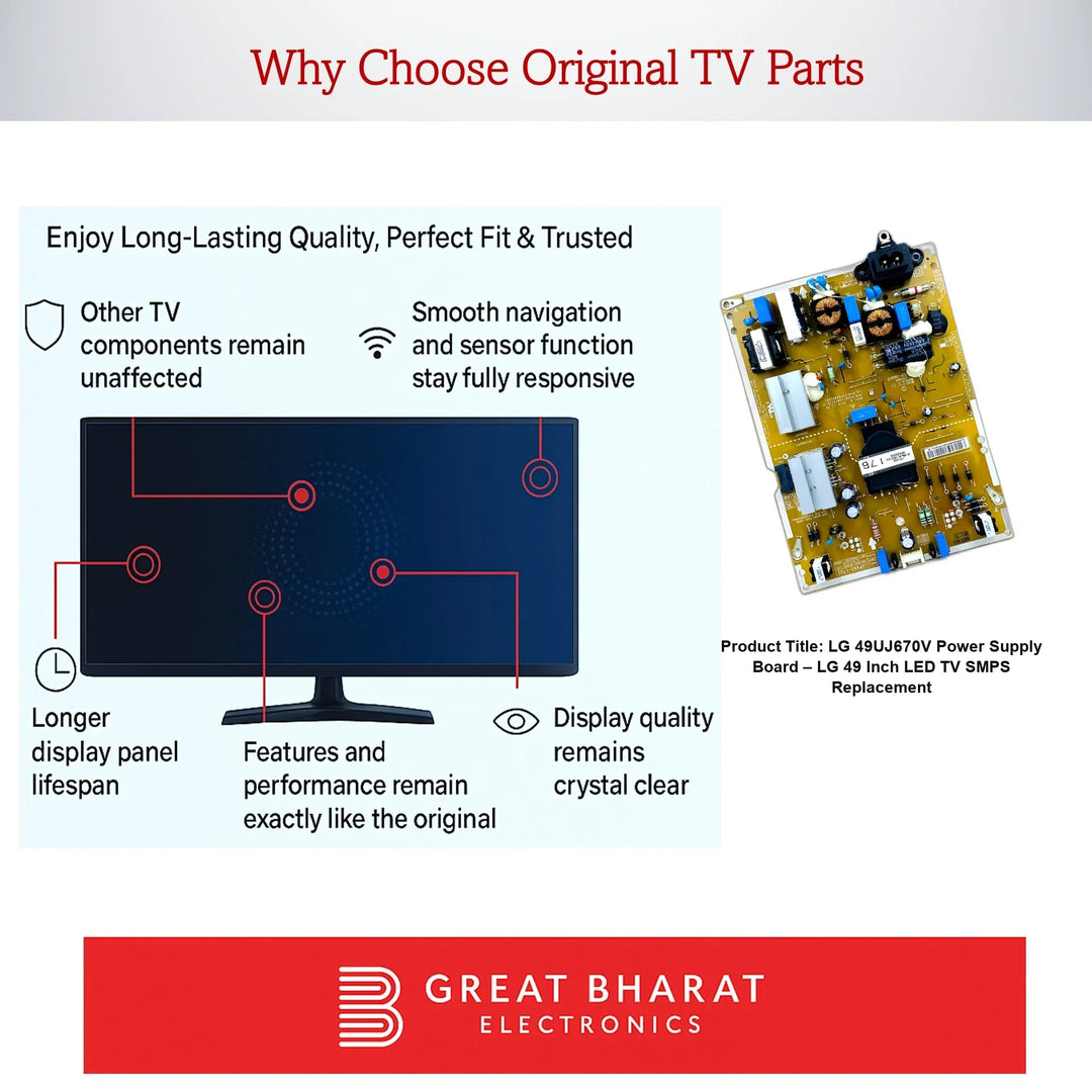 LG 49UJ670V Power Supply Board – LG 49 Inch LED TV SMPS Replacement - Great Bharat Electronics