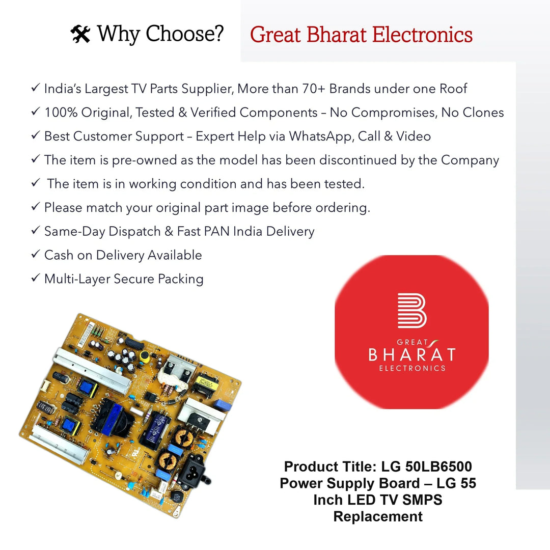 LG 50LB6500 Power Supply Board – LG 55 Inch LED TV SMPS Replacement - Great Bharat Electronics
