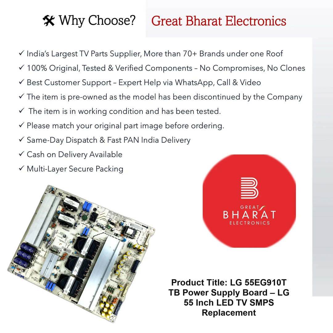 LG 55EG910T-TB Power Supply Board – LG 55 Inch LED TV SMPS Replacement - Great Bharat Electronics