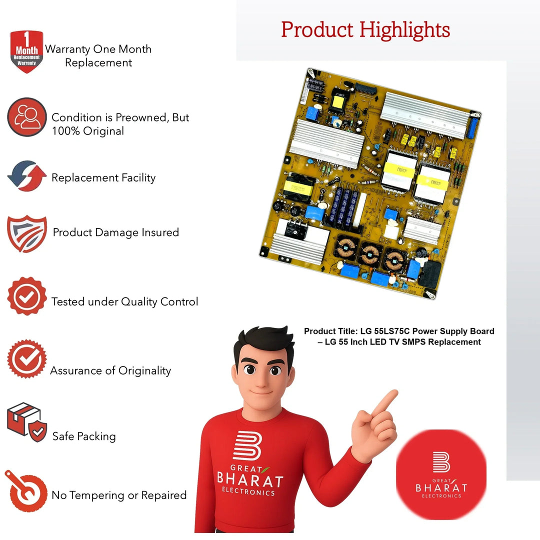 LG 55LS75C Power Supply Board – LG 55 Inch LED TV SMPS Replacement - Great Bharat Electronics