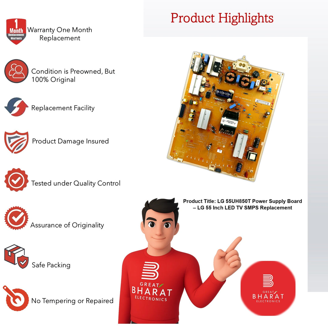 LG 55UH850T Power Supply Board – LG 55 Inch LED TV SMPS Replacement - Great Bharat Electronics